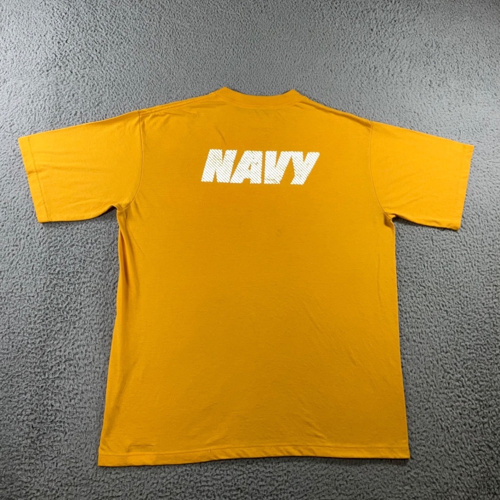 U.S. Navy PT T-Shirt Men L Gold Reflective Graphic USA Made Tactical Gorpcore